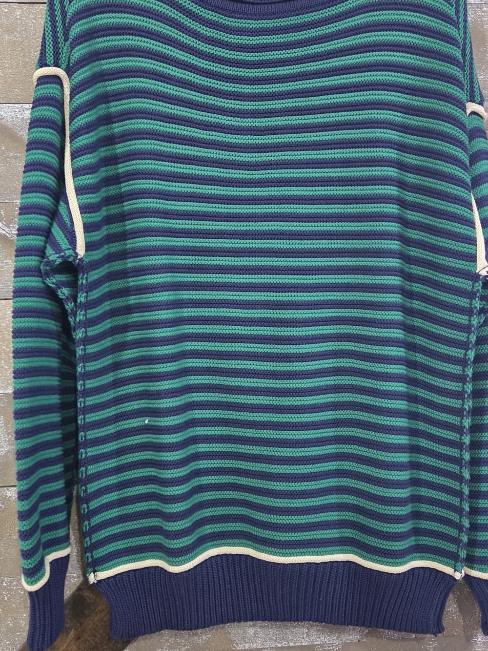 We The Free Asher Navy and Green Striped Sweater - Picture 3 of 3